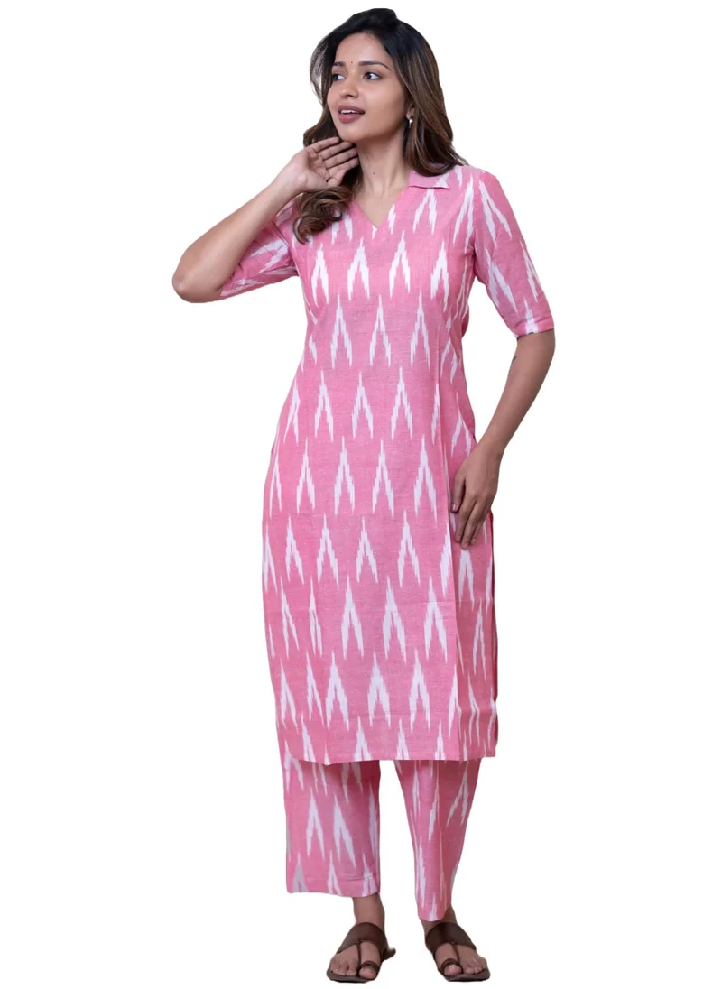GoSriKi GoSriKi Women's Rayon Viscose Straight Printed Kurta with Pant (DEMETER PINK-VKS01-GS_L_Pink_Large)